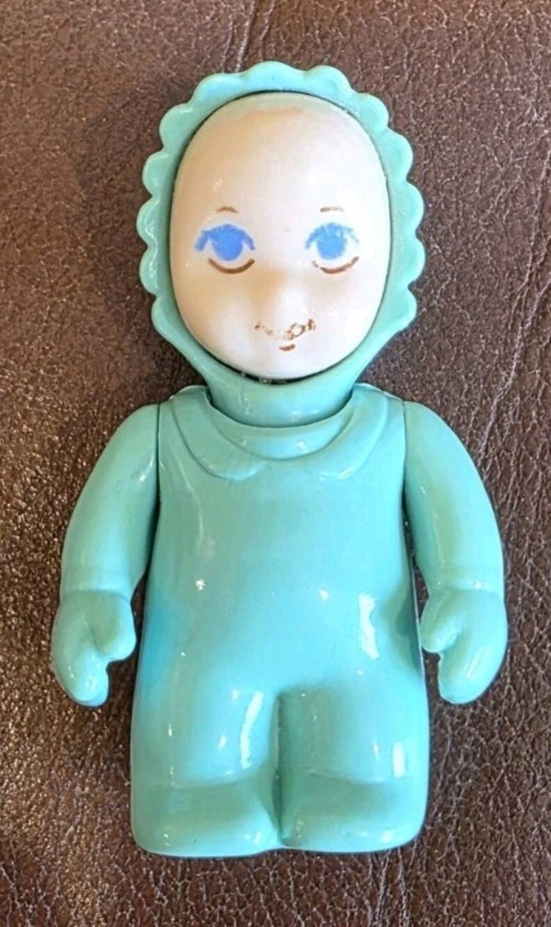 2.5 Inch Vtg Little Tikes Baby Light Green Outfit Doll Replacement Figure Flaws